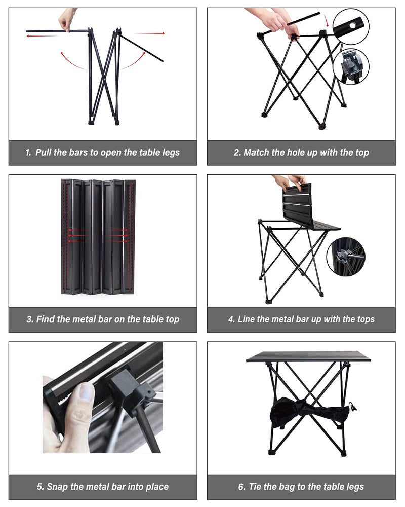 MSSOHKAN Camping Table Folding Portable Camp Side Table Aluminum Lightweight Carry Bag Beach Outdoor Hiking Picnics BBQ Cooking Dining Kitchen - Image 5